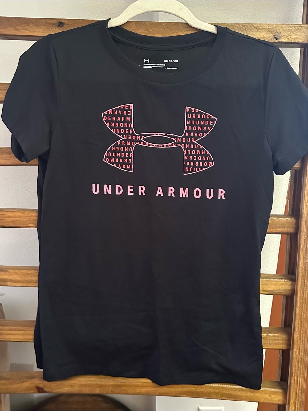 Under Armour Black Short Sleeve Tee with Pink Logo